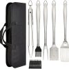 Large Grill Accessories ，BBQ Barbecue Tool Set, 3 Pcs Stainless Steel Barbecue Grill Cooking Utensils Tool Set with Storage Case for Travel/Camping/Outdoor Activities – Indoor Outdoor Barbecue Kit for 3