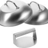 Healifty Meat Press Pot Cover Set 304 Stainless Steel Griddle Kit for Outdoor Cooking Burger Press for BBQ