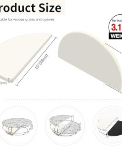 Half Moon Ceramic Heat Deflector Plates, 15 Inch Pizza Stone Perfect for Kamado Joe Classic I, II, III, Big Green Egg BBQ Accessories, 2 Pack Baking Stone for Evenly Cooked Meats and Pizza 2