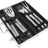 Outdoor Portable BBQ Tool Set Grill Accessories with Case for Camping Picnics and Outdoor Cooking