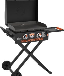 Blackstone 2350 On-the-Go 22” Omnivore Flex-Fold Griddle with Locking Hood, Powder Coated Steel, Black
