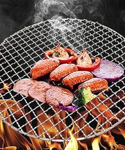 304 Stainless Steel Round BBQ Grill Mesh Home Roast Bacon Grill Tool Iron Barbecue Accessories Non-Stick BBQ Mat Grid 2