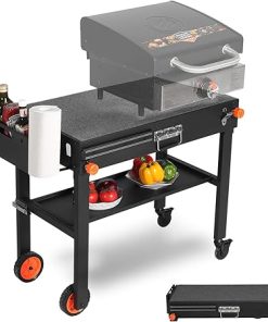 Portable Outdoor Grill Table, Folding Grill Cart Solid and Sturdy, Blackstone Griddle Stand Large Space, Blackstone Table with Paper Towel Holder, Grill Stand for Blackstones Griddle, Ninja Grills etc