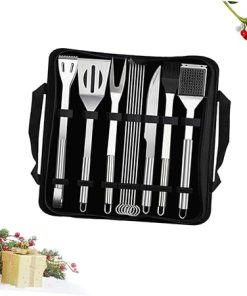 Barbecue Tools Kit 12pcs Barbecue Tools Set with Steel Brush Fork Knife and More in Storage Bag 2