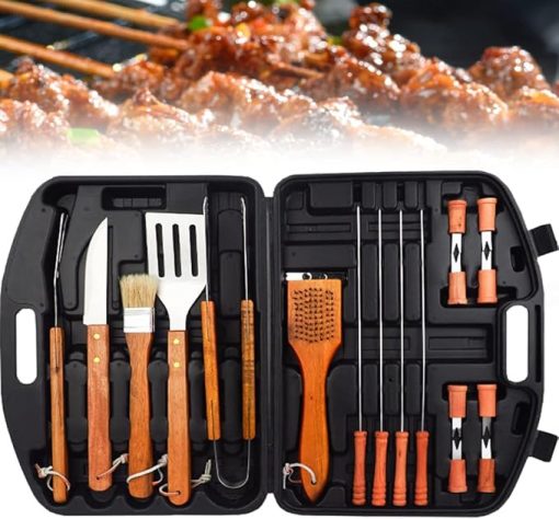 Griddle Accessories Set of 19 | All in One BBQ Tool Set | Premium Hard-Shell Case | Contains 19 Stainless Steel BBQ Grilling Tools | BBQ Tools Set for Men