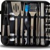 BBQ Tools Kit 12pcs Stainless Steel Barbecue Tools with Brush Knife Fork Clamp and Skewer Compact Storage Bag Included 3