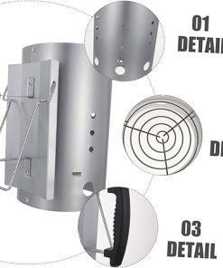 BBQ Tool Outdoor Cooking Chimney Starter Carbon Barrel Spacious Ventilation Holes Easy Light 2