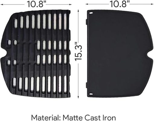 Cast Iron Cooking Griddle 6559 for Weber Q Parts Grid Grate 7645 Grill Part Replacement Parts for Weber Q200, Q220, Q240, Q260, Q2000, Q2200, Q2400 Series Gas Grill - Image 2