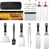 Griddle Accessories, 32 Pcs Flat Top Grill Accessories, Griddle Accessories Kit with Griddle Spatula, Scraper, Tongs and Egg Rings, Stainless Steel Griddle Tools Set for Outdoor BBQ and Camping 3