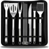10pcs Heavy Duty BBQ Tools Gift Set, Stainless Steel Grill Utensils, Grilling Accessories BBQ Grill Tools Set with Handle, for Gourmets, Barbecue Fans, ks and Camping Lov 4