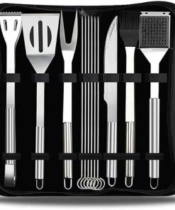 Complete BBQ Utensils Set, Stainless Steel Grill Accessories BBQ Tools, BBQ Grill Tools Set with Stainless Steel Food Clamp, for Barbecue, Camping, Kitchen