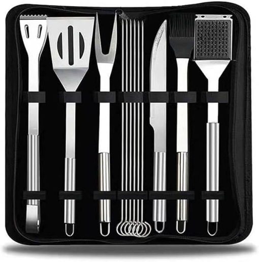 Complete BBQ Utensils Set, Stainless Steel Grill Accessories BBQ Tools, BBQ Grill Tools Set with Stainless Steel Food Clamp, for Barbecue, Camping, Kitchen
