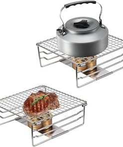 OUSIKA DOUBA Foldable Stainless Steel BBQ Grill Rack Portable Camping Mini BBQ Grill Bracket Barbecue Accessories for Outdoor Camping Picnic Barbecue 2