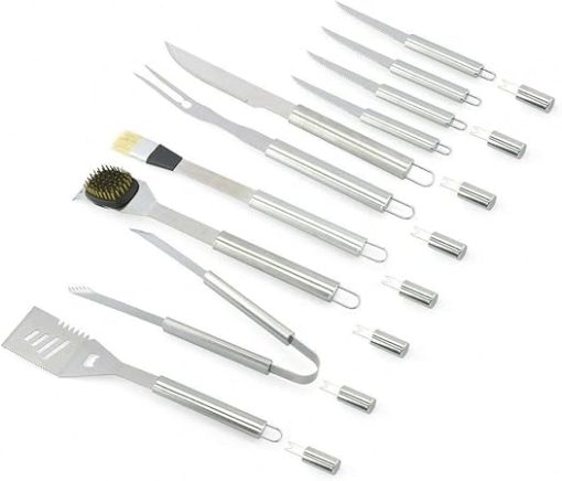 JHUS 19pc BBQ Tool Barbecue Utensil Set Cutlery Griddle Accessories Grilling Accessories Grill Brush BBQ Accessories Smoker Grill Kitchen Set Grill Accessories Camping Grill Basting Brush - Image 2