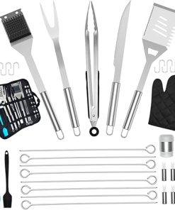 LIFKOME Barbecue Kit 35pcs Grilling Tools Stainless Steel Bbq Supplies Double-sided Serrated Edge for Meat Cutting