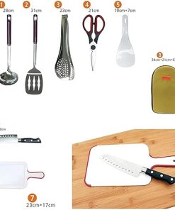 7Pcs BBQ Grill Accessories Tools Set,Stainless Steel Grilling Tools with Carry Bag,Grill Set Heavy Duty BBQ Accessories for Camping/Backyard Barbecue Outdoor Barbecue Tools,Easy to Carry 2