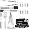 20Pcs Stainless Steel BBQ Accessories Tool Set, Grilling Utensils Tools Set, Grill Set Heavy Duty BBQ Accessories with Storage Case, for Camping, Traveling 3