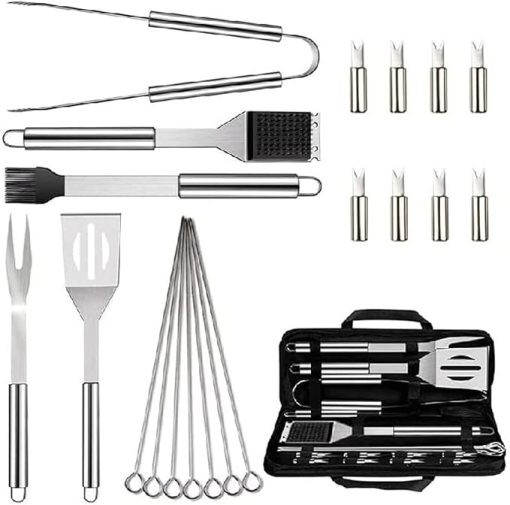 20-Pack BBQ Grill Accessories Tool Set,Flat Top Griddle Accessories Kit, Stainless Steel BBQ Kit with Oxford Cloth Box for Camping/Kitchen, BBQ Utensils