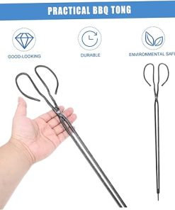 1pc Lengthened Charcoal Tongs for Outdoor Bbq Metal Firewood Clips Ergonomic Design – for Grilling and Fire Pits Household Cooking Tool 2