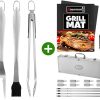MaGiLL 3pcs Stainless Steel Grill Accessories Set Barbecue Fork Grilling Tongs Spatula Portable Multifunction BBQ Tools Kitchen Tools 4