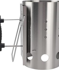 BBQ Charcoal Chimney Starter,Stainless Steel Portable Efficient Charcoal Starter Barrel,Barbecue Rapid Compact Outdoor Cooking BBQ Tools Accessories
