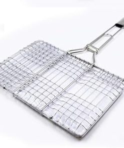 Barbecue mesh Clip,Outdoor Barbecue Tools Square Stainless Steel Grilled Fish Accessories Clip Multi-Use Burger Clip