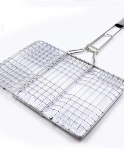 Barbecue Grilling Basket,Outdoor Barbecue Tools Square Stainless Steel Grilled Fish Accessories Clip Multi-Use Burger Clip