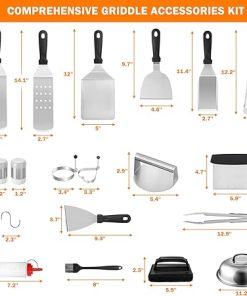 Suyeah 34PCS Griddle Accessories Kit, Flat Top Grill Accessories Set for Blackstone, Grill Spatula Set with Enlarged Spatulas, Basting Cover, Scraper for Outdoor Barbecue 2