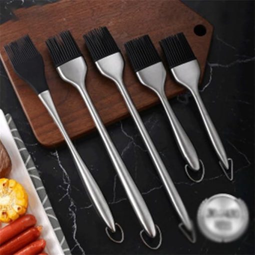 Stainless Steel Hollow Handle Silicone Brush Brush Brush High-Temperature Resistant Barbecue Oil Brush - Image 2