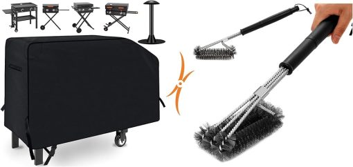 NEXCOVER 28 Inch Griddle Cover and 18" BBQ Cleaning Tool Grill Brush Bundle