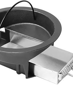 KAMaster 2 in 1 Cast Iron Ash Can Fit Kamado Grill Classic Joe,With Stainless Steel Slid Out Ash Drawer Remove Ash Easier,Ash Can With Foldable Handle Can Use With Fire Grate Or Charcoal Fire Basket