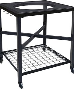 CANDANA Modular Nest Frame for Large Big Green Egg, Rolling Cart for Big Green Egg Large Table Nest Frame Kamado Joe Grill Stand with Wheel Stainless Steel Outdoor Grilling Accessory