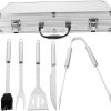 Stainless Steel Tools Set 7pc Grill Utensils Kit Outdoor Grill Tools Compact Storage Case Ergonomic Handle Accessories
