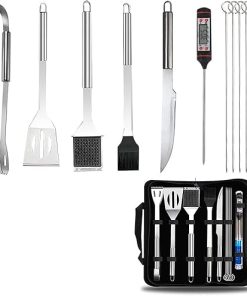 8PCS Grill Accessories BBQ Tools Set, Stainless Steel Grilling with Carrying Bag & Thermometer, for Cooks, and Camping Lovers 2