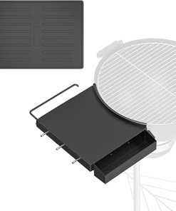 Grill Table Shelf for Weber 22 Inches Kettle Master Touch/Original Kettle Charcoal Grills with Silicone Mat,BBQ Grill Side Table Accessories for Weber 22" Kettle Charcoal Grill