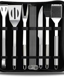 Complete BBQ Utensils Set, Stainless Steel Grill Accessories with Food Clamp, BBQ Grill Tools Set for Barbecue, Camping, and Kitchen