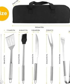 8pcs Grill Accessories BBQ Tools, Stainless Steel Grilling Tools, Grill Set Heavy Duty BBQ Accessories, BBQ Grill Tools Set for Barbecue, Camping, Kitchen 2