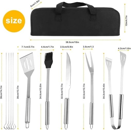 8pcs Grill Accessories BBQ Tools, Stainless Steel Grilling Tools, Grill Set Heavy Duty BBQ Accessories, BBQ Grill Tools Set for Barbecue, Camping, Kitchen - Image 2