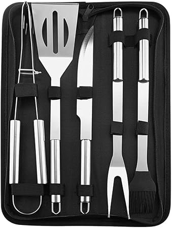Stainless Steel BBQ Tools Set – Spatula, Fork, Tongs, Knife, Brush, Skewers – Outdoor Grilling Kit for Camping & Backyard BBQs Stainless Steel BBQ Tools Set – Spatula, Fork, Tongs, Knife, Brush, Skewers – Outdoor Grilling Kit for Camping & Backyard BBQs