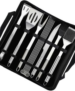 Stainless Steel BBQ Tools Set 12pcs BBQ Utensils Kit Brush Fork Tweezer Spatula Storage Bag for Outdoor Cooking