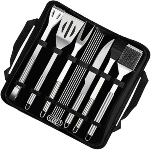 Stainless Steel BBQ Tools Set 12pcs BBQ Utensils Kit Brush Fork Tweezer Spatula Storage Bag for Outdoor Cooking
