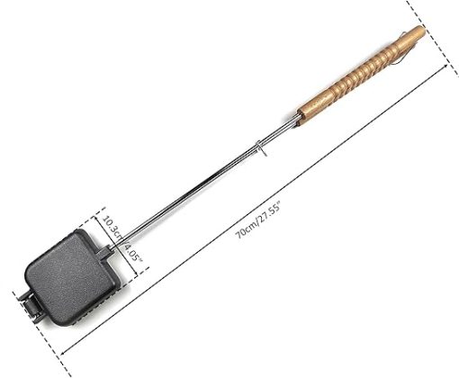 HAWOK Cast Iron Square Pie Iron with Stainless Steel and Wooden Handle set of 2…… - Image 2