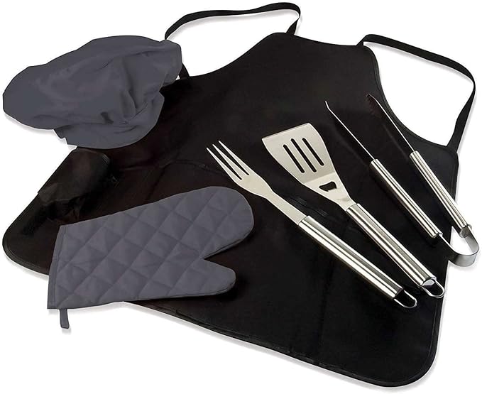 6 pc BBQ Apron Stainless Steel Grill Tool Utensil Set w/Chef Hat Griddle Accessories Grilling Accessories Grill Brush BBQ Accessories Smoker Grill Kitchen Set G 2 6 pc BBQ Apron Stainless Steel Grill Tool Utensil Set w/Chef Hat Griddle Accessories Grilling Accessories Grill Brush BBQ Accessories Smoker Grill Kitchen Set G - Image 2