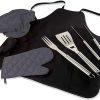 JHUS BBQ Tool Set; Stainless Steel, 3-Pc. Griddle Accessories Grilling Accessories Grill Brush BBQ Accessories Smoker Grill Kitchen Set Grill Accessories Camping Grill Basting Brush Grill acce 3