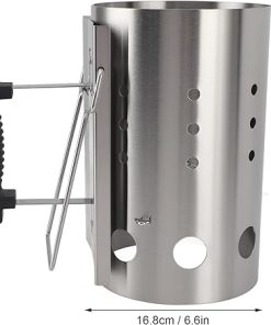 BBQ Charcoal Chimney Starter,Stainless Steel Portable Efficient Charcoal Starter Barrel,Barbecue Rapid Compact Outdoor Cooking BBQ Tools Accessories 2