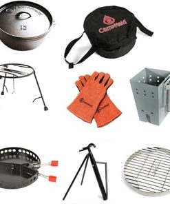 Outdoor Cooking Set - Dutch Oven and Tools Set - Charcoal Holder & Cast Iron Grill Accessories - Camping Grill Set - Outdoor Cooking Essentials - Camp Kitchen Equipment - (8 Piece Set)