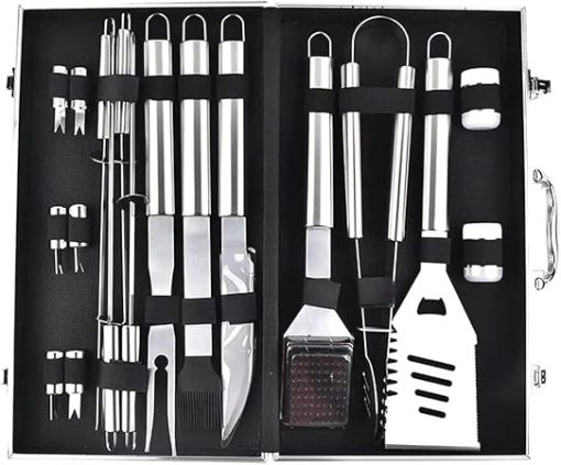 BBQ Grill Accessories Tool Set, 18 PCS Stainless Steel Barbecue Grill Utensils with Aluminum Box, Grilling Tools