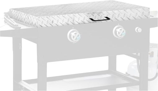 KUAFU 28” Griddle Cover Lid Compatible with Blackstone 28 inch Outdoor Griddle Flat Hard Top Lid W/Waterproof Aluminum Diamond Plate Silvery