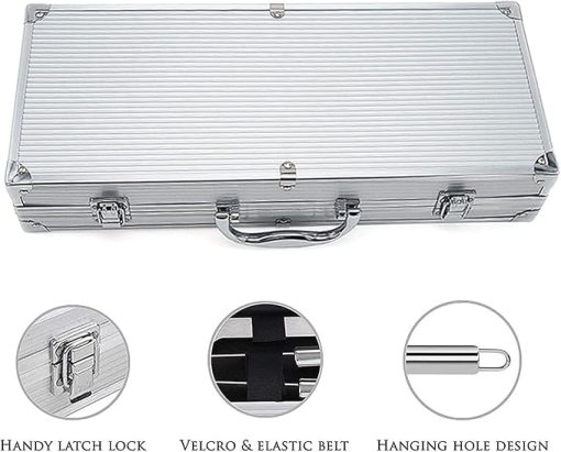 BBQ Grill Tools Set, Stainless Steel BBQ Accessories Tool Set with Meat Thermometer and Injector, BBQ Utensils Set for Foodies, Barbecue Fans, Cooks, Camping Lo - Image 2