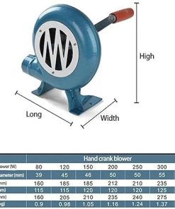DARZYS Hand Crank Blacksmith Forge Blower, Cooking Manual BBQ Air Blower, Centrifugal Barbecues Blower, for Outdoor Cooking Picnic Hiking Tool(300W) 2